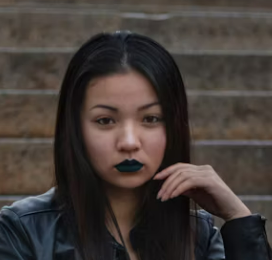 a girl with black hair